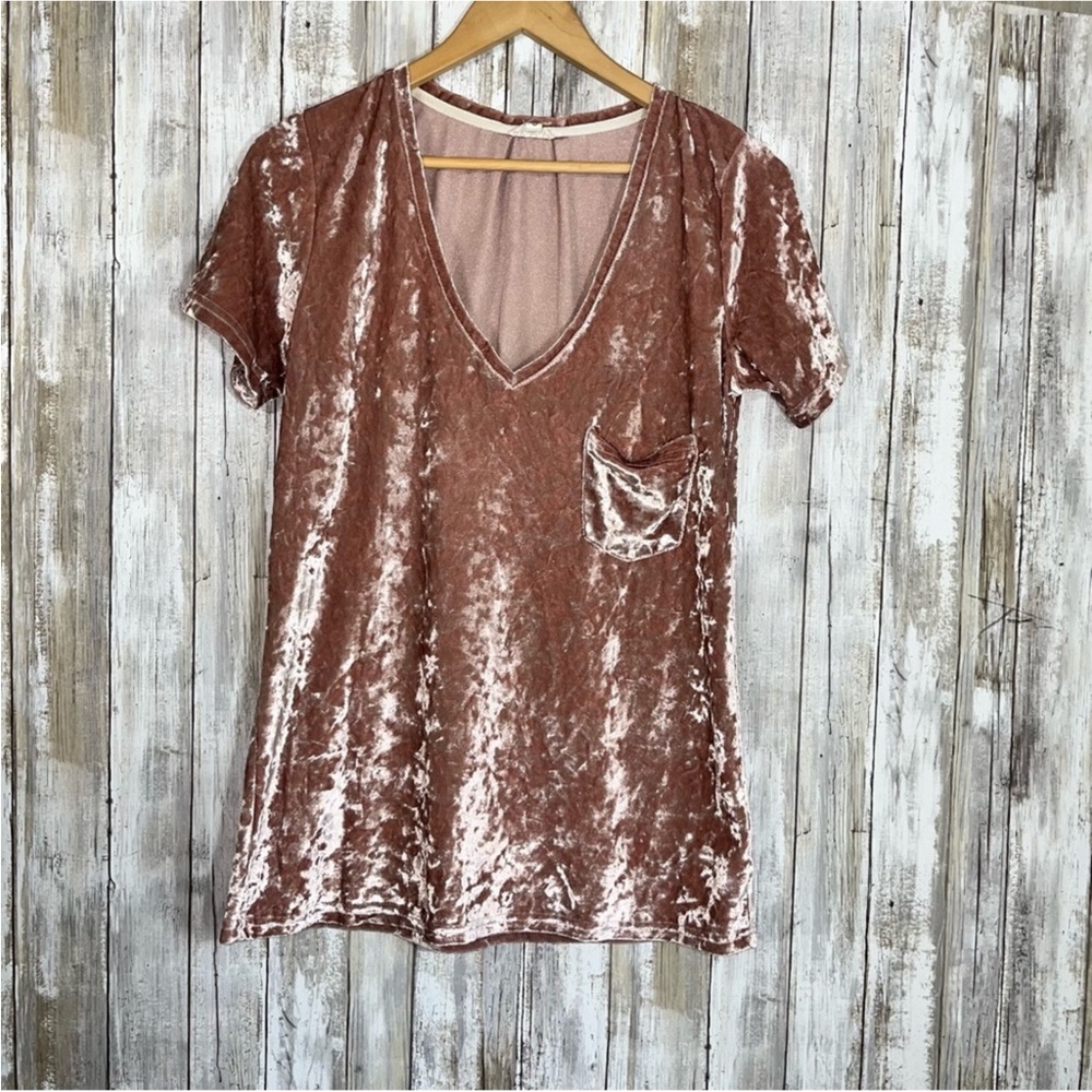 POL Pink Crushed Velvet Tee - Picture 2 of 6